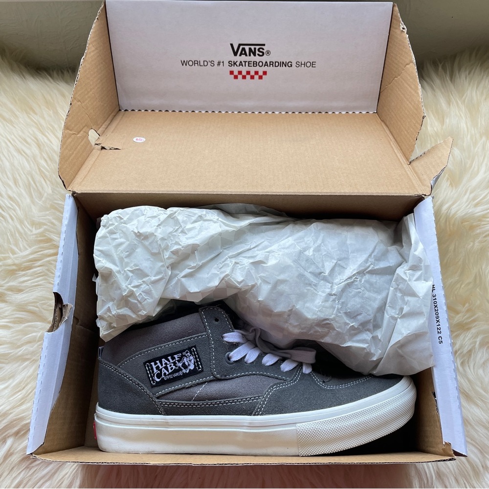 VANS Half Cab Skate Shoes Men 8 Grey White Mid Top Classic Sneaker Runner - Picture 10 of 10